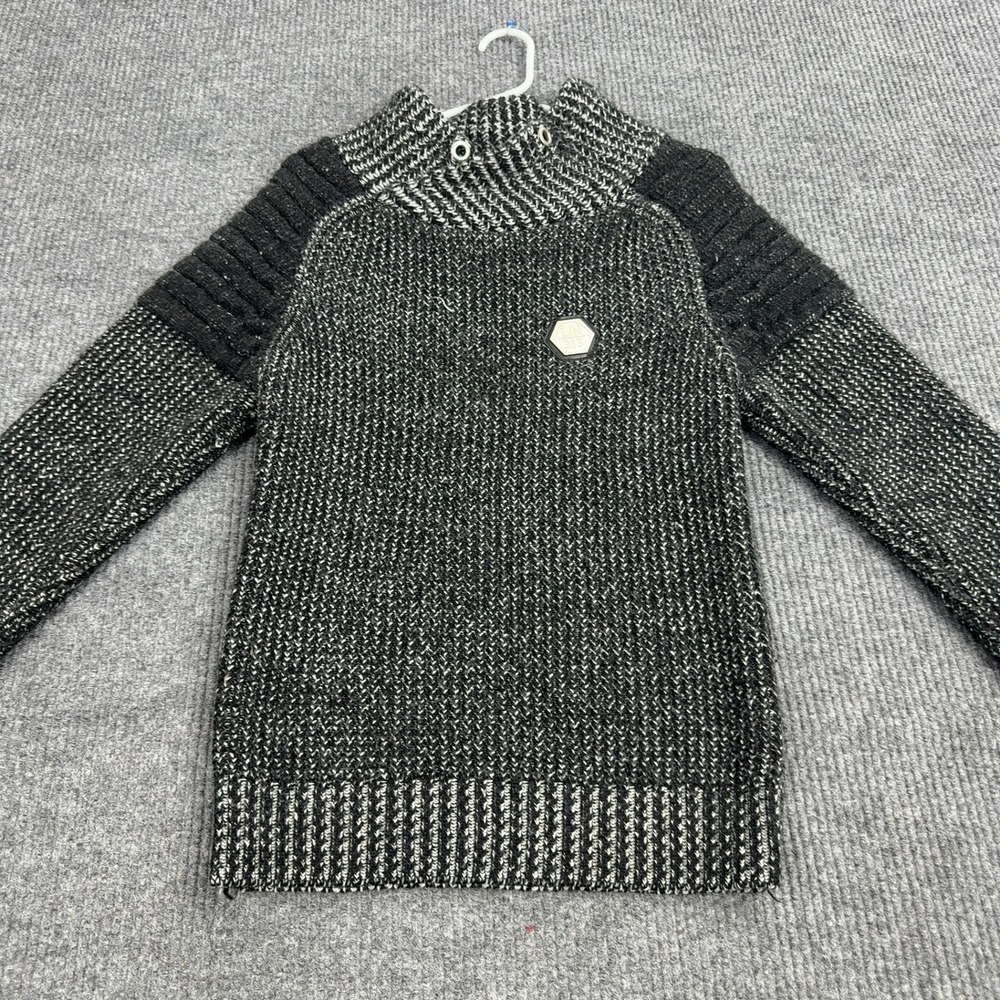 Leif Nelson‎ Sweater Mens S Black White Polyacrylic Knit Mock Neck Streetwear